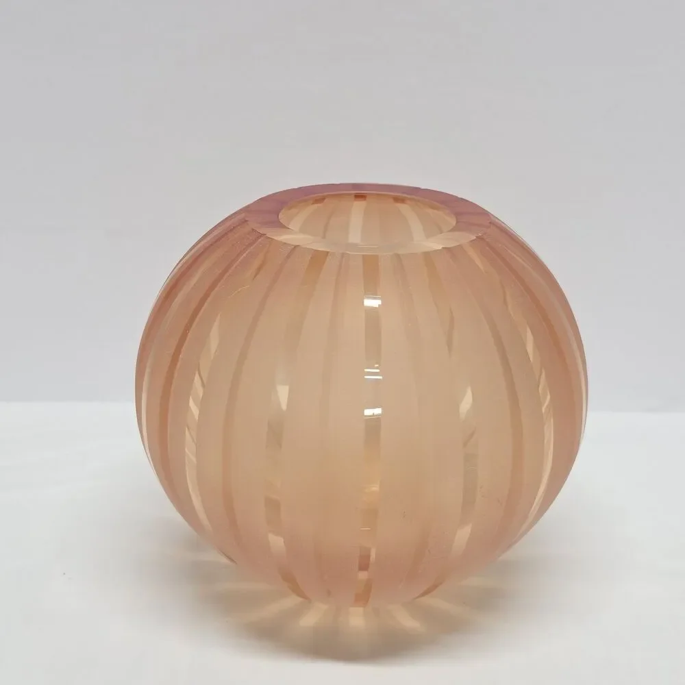 Vintage Waterford Evolution Blush Amber Striped Round Vase 5.25